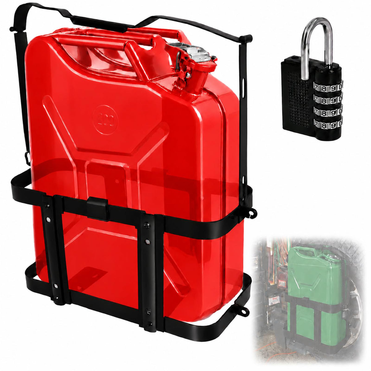 Gas Can Holder Rack with Combination Lock, 5 Gallon H64164