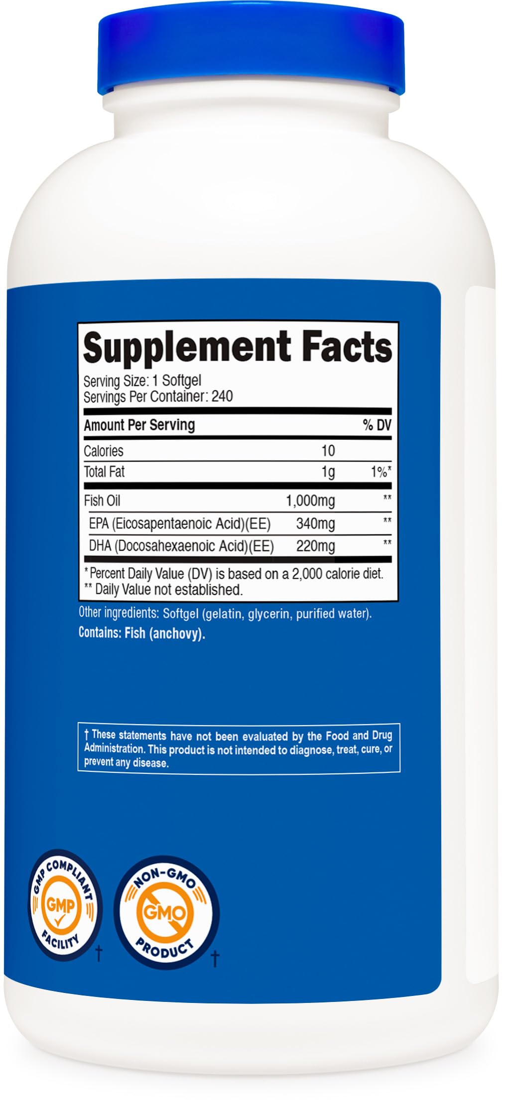 Fish Oil Omega 3 Softgels with EPA & DHA, 240 Softgels B1073