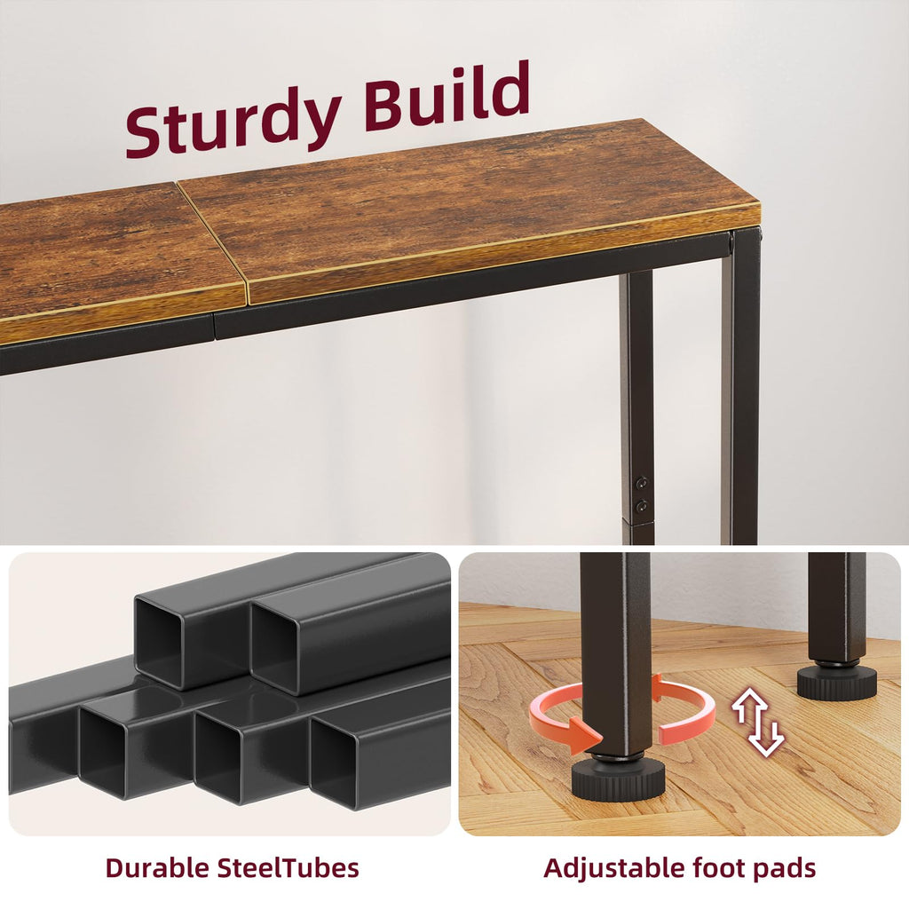 Rustic Brown Console Table with Storage Shelf Y2902