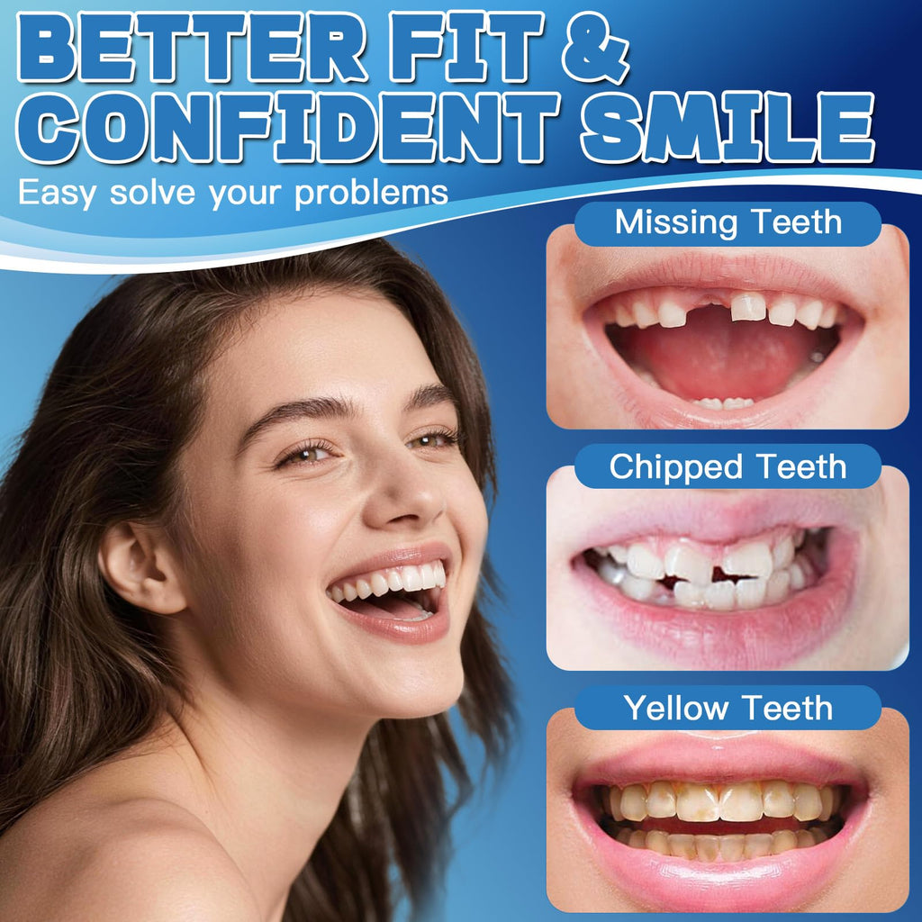 Moldable False Teeth Dentures Set with Dental Adhesive Beads K368