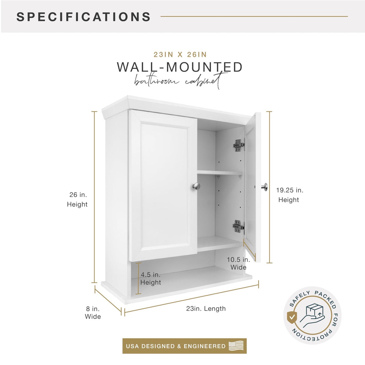 White Wall Mounted Medicine Cabinet Organizer L38927
