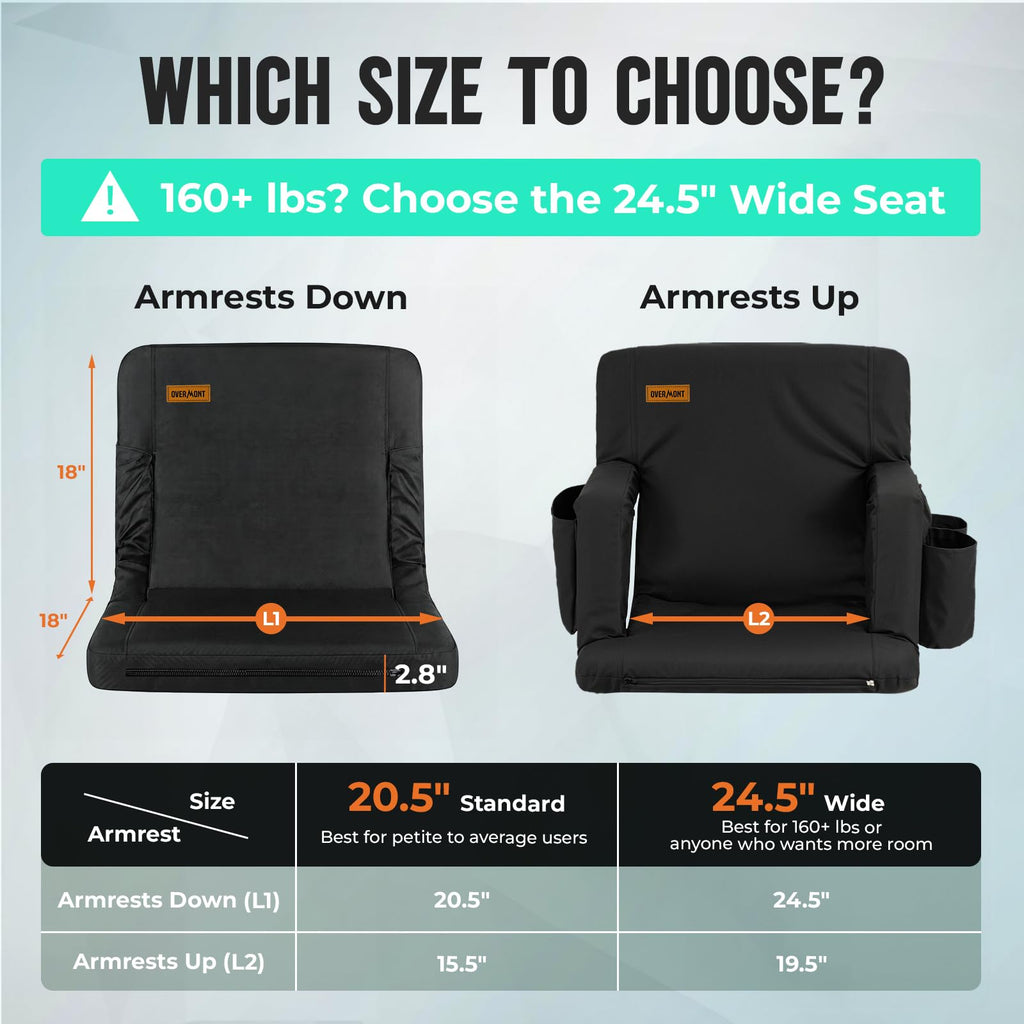 Stadium Seat with Back Support and Armrests 2-Pack I8374