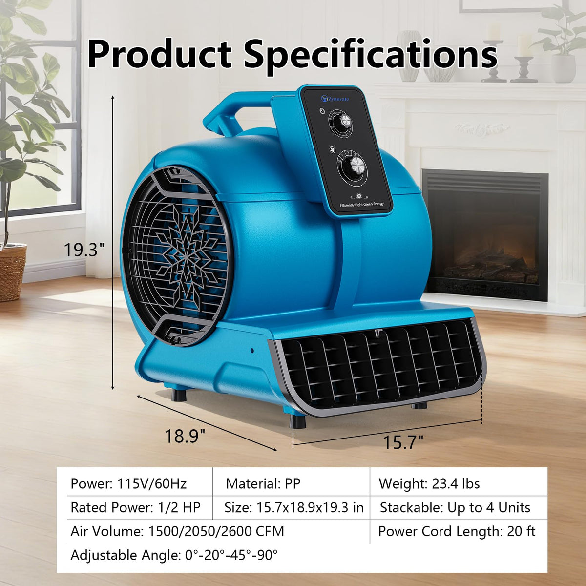 1/2 HP 2600 CFM Air Mover Fan Z7297