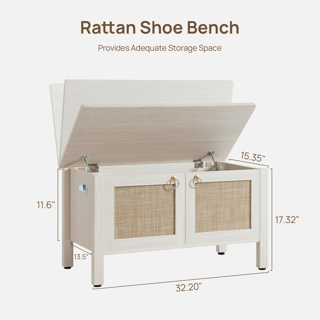 Rattan Storage Bench with 2 Safety Hinges K846148