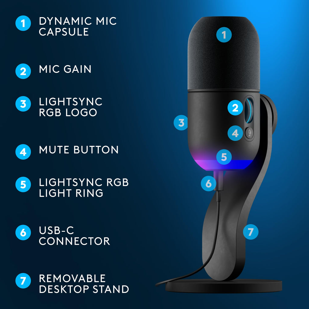 Black USB Dynamic Gaming Microphone N25093