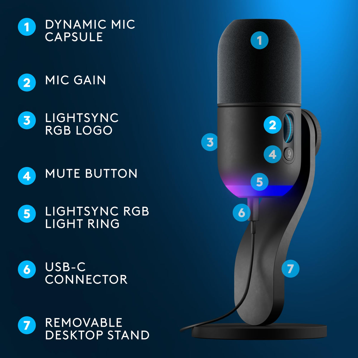 Black USB Dynamic Gaming Microphone N25093