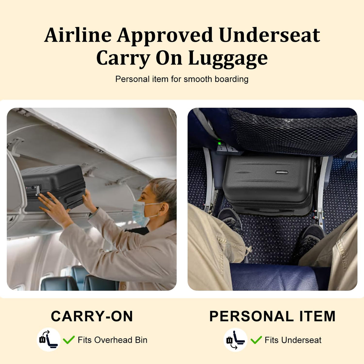 Expandable 16 Inch Underseat Carry On Luggage R808