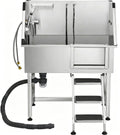 38” Stainless Steel Dog Washing Station with Faucet and Non-Slip Steps V1406