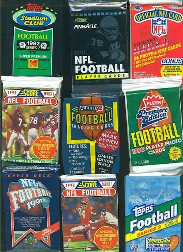 Vintage Football Cards in Sealed Wax Packs D30307