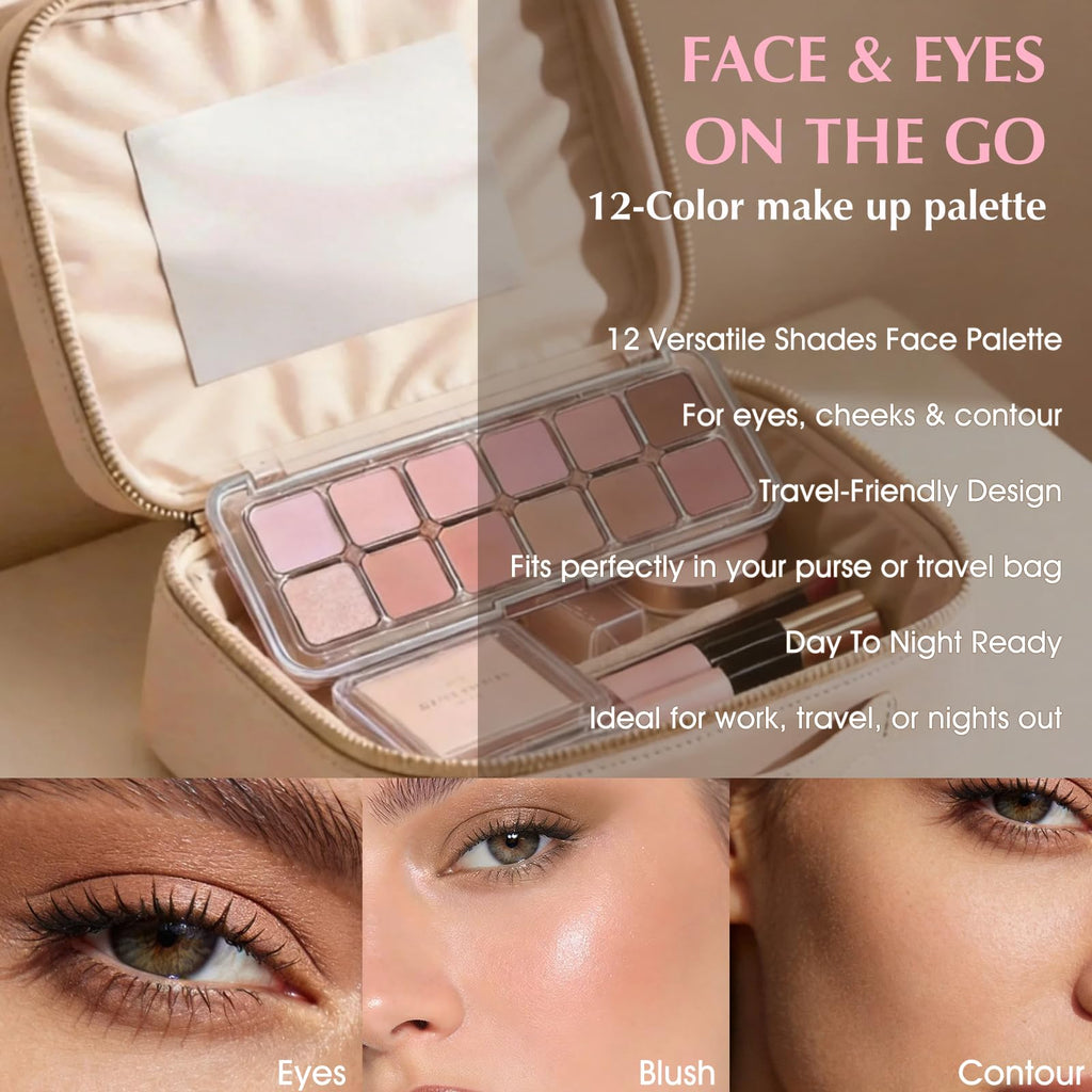 Mauve Pink Grey Brown Matte Eyeshadow Palette with Brush T9680