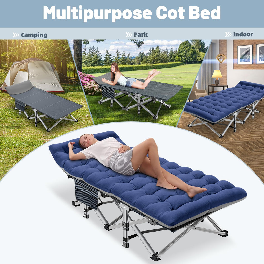 Folding Camping Cot with Mat & Carry Bag H612372
