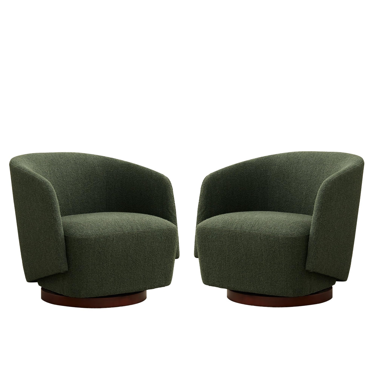 Boucle Swivel Accent Chairs Set of 2 Green H52324