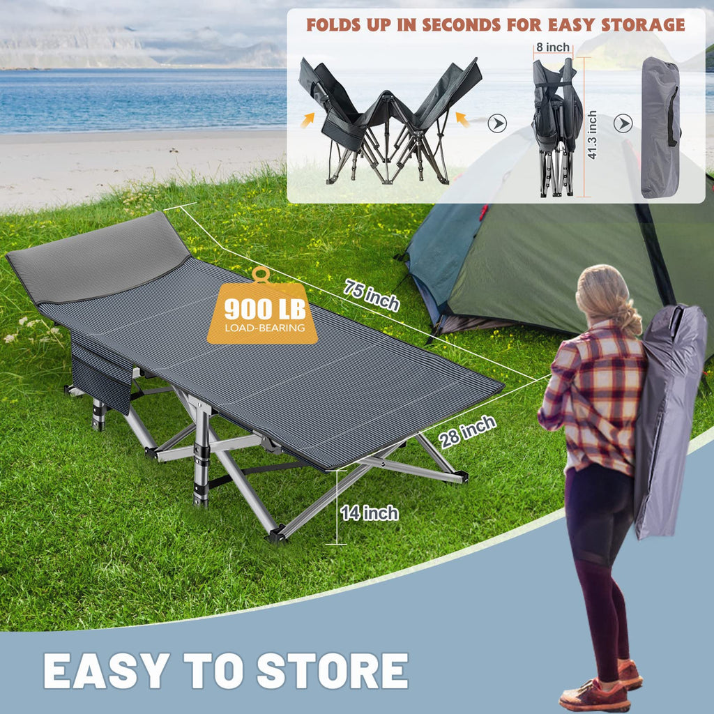 Folding Camping Cot with Mat & Carry Bag H612372