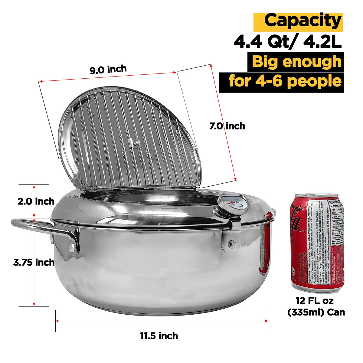 Deep Fryer Pot with Lid, 304 Stainless Steel O63670