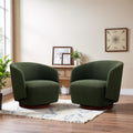Boucle Swivel Accent Chairs Set of 2 Green H52324
