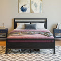 Black Full Size Bed Frame with Wood Headboard and Storage S41193