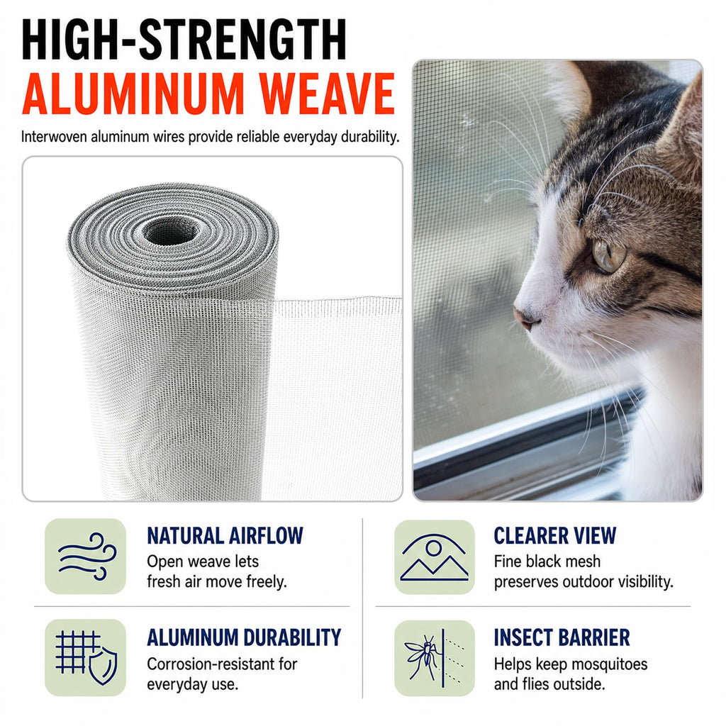 Aluminum Window Screen Mesh Roll 48 in x 100 ft 18x16 Mesh G89439