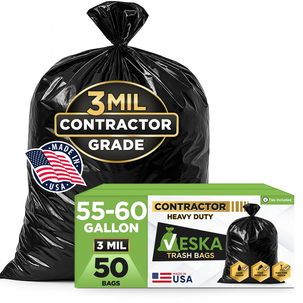 55 Gallon 3 Mil Heavy Duty Contractor Trash Bags L36654