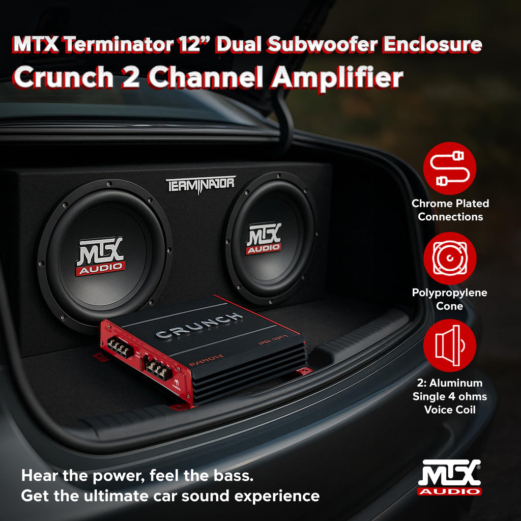 1000 Watt 2 Channel Amplifier with 12 Inch Subwoofer Enclosure R9865