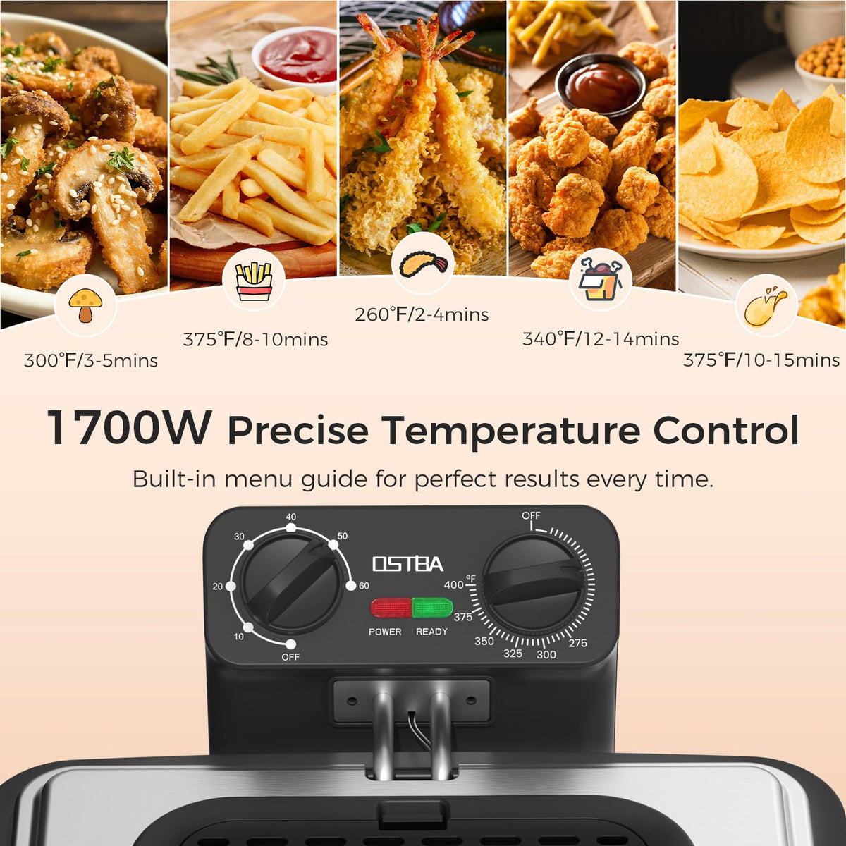 Electric Deep Fryer with 3 Baskets, 4.75QT Stainless Steel P645867