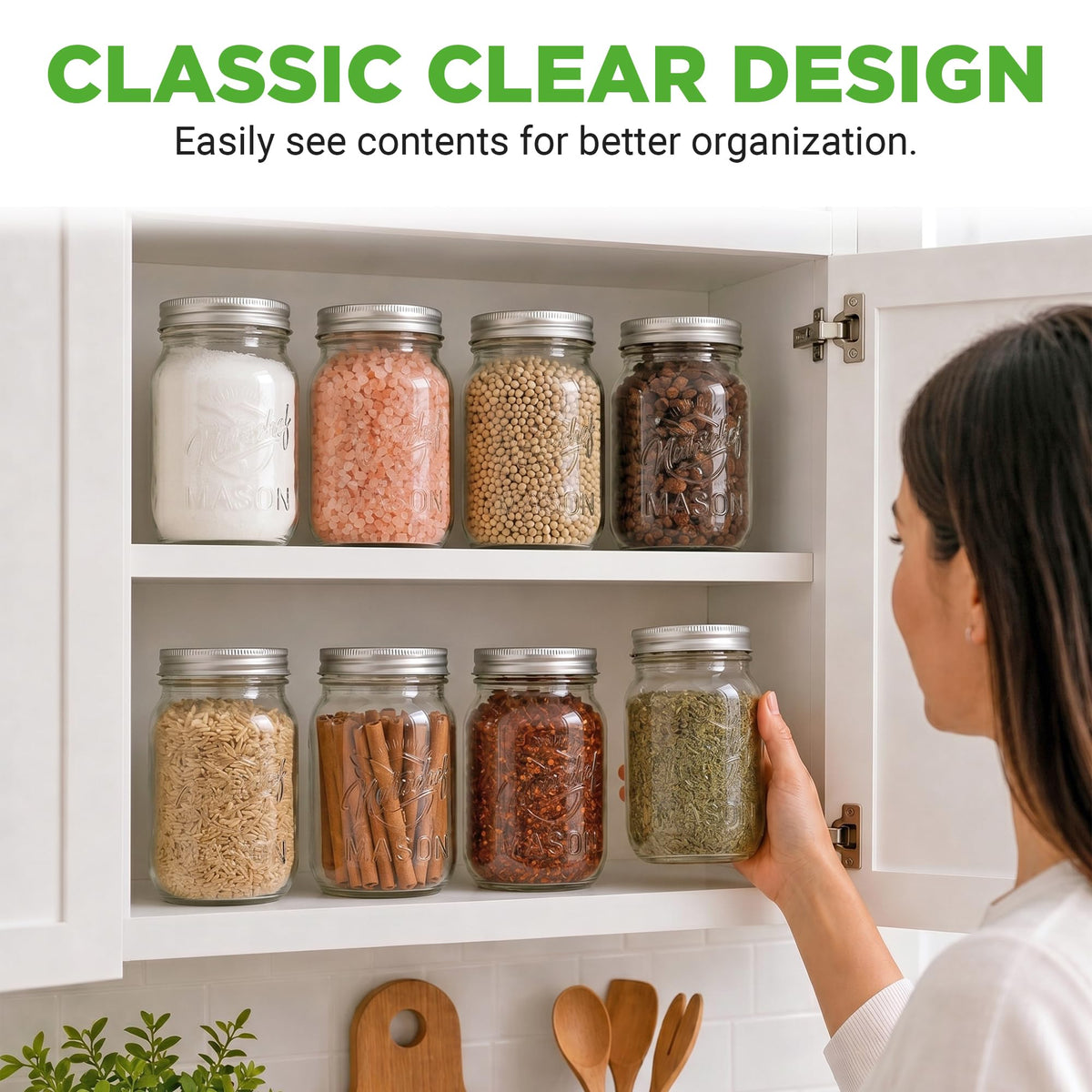 8-Pack 16 oz Glass Mason Jars with Lids S187601