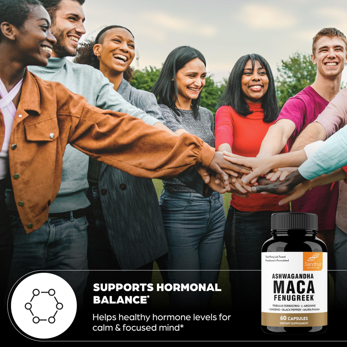 Maca Root Fenugreek Ashwagandha L-Arginine Ginseng Muira Puama Herbal Supplement 60 Capsules W15629