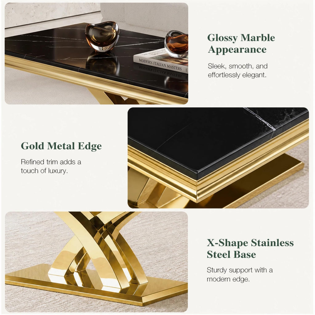 Black and Gold Coffee Table Set of 2 G313
