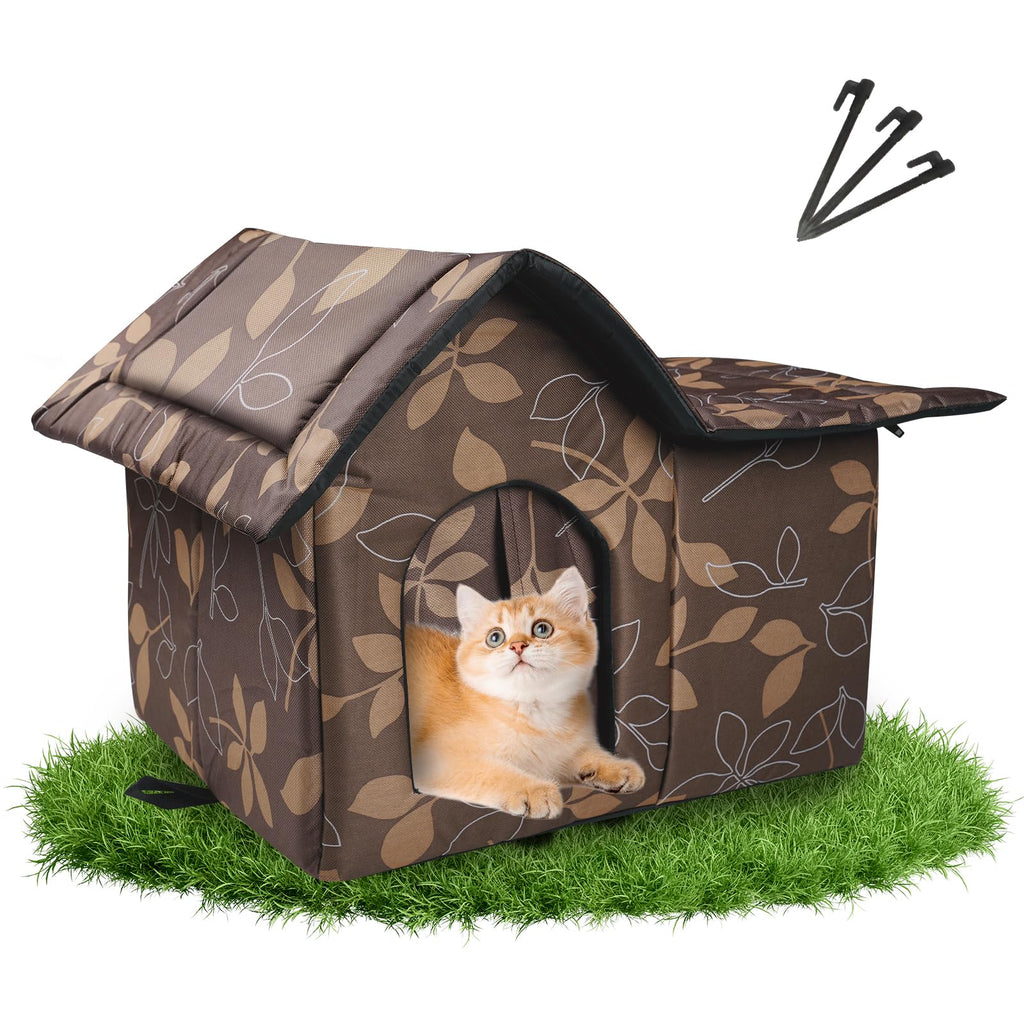 Weatherproof Collapsible Outdoor Cat House with Mat W820