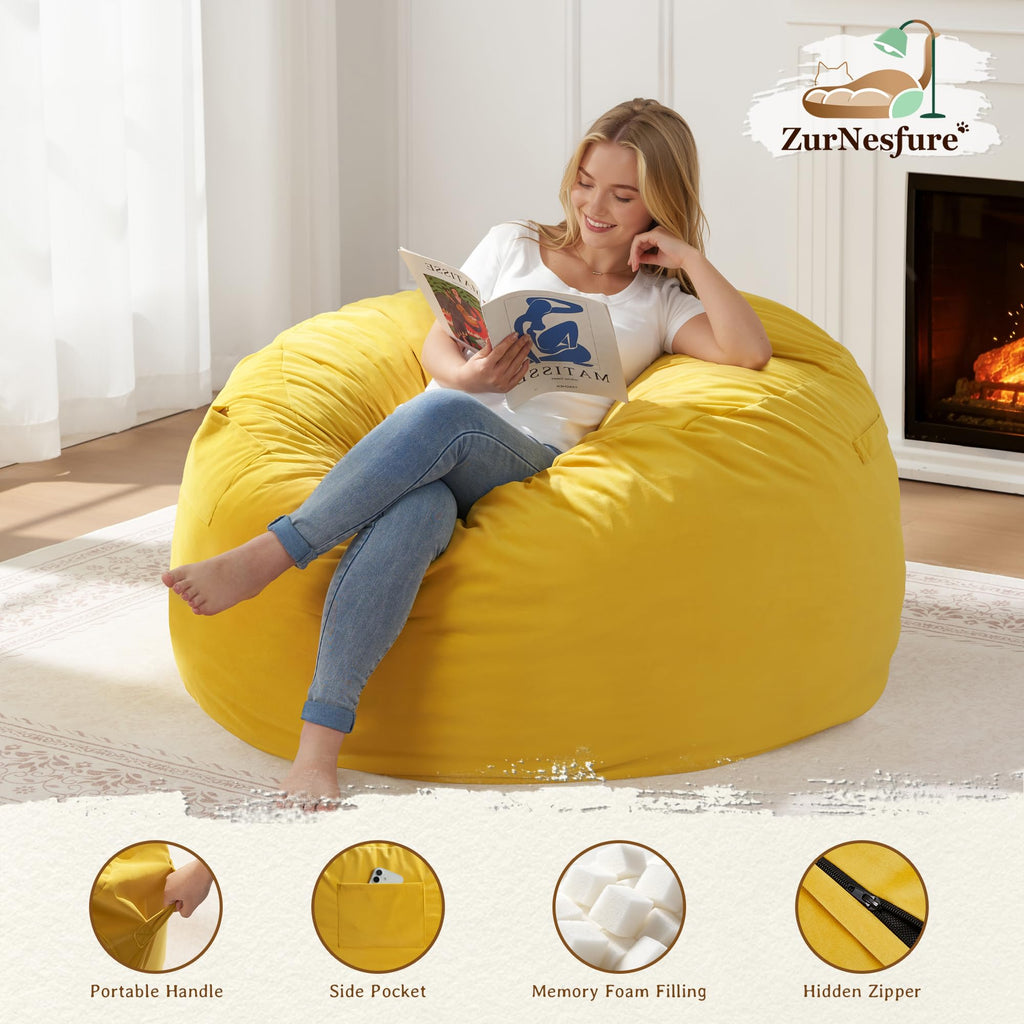 Yellow Memory Foam Bean Bag Chairs I300