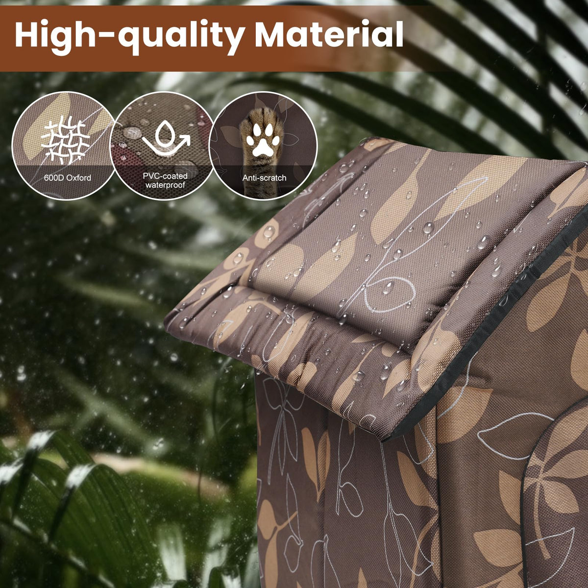 Weatherproof Collapsible Outdoor Cat House with Mat W820
