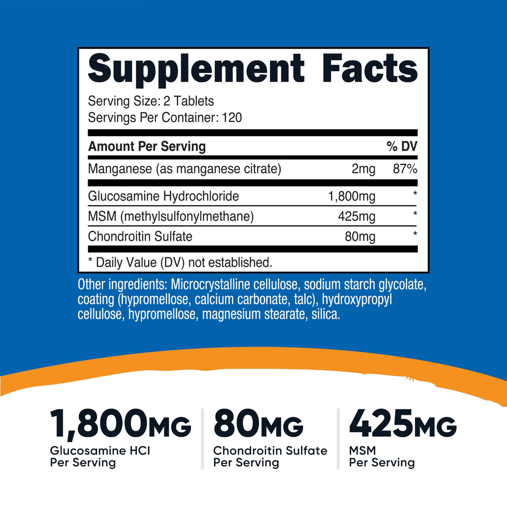 Glucosamine 1800mg with Chondroitin & MSM, 240 Tablets S334868