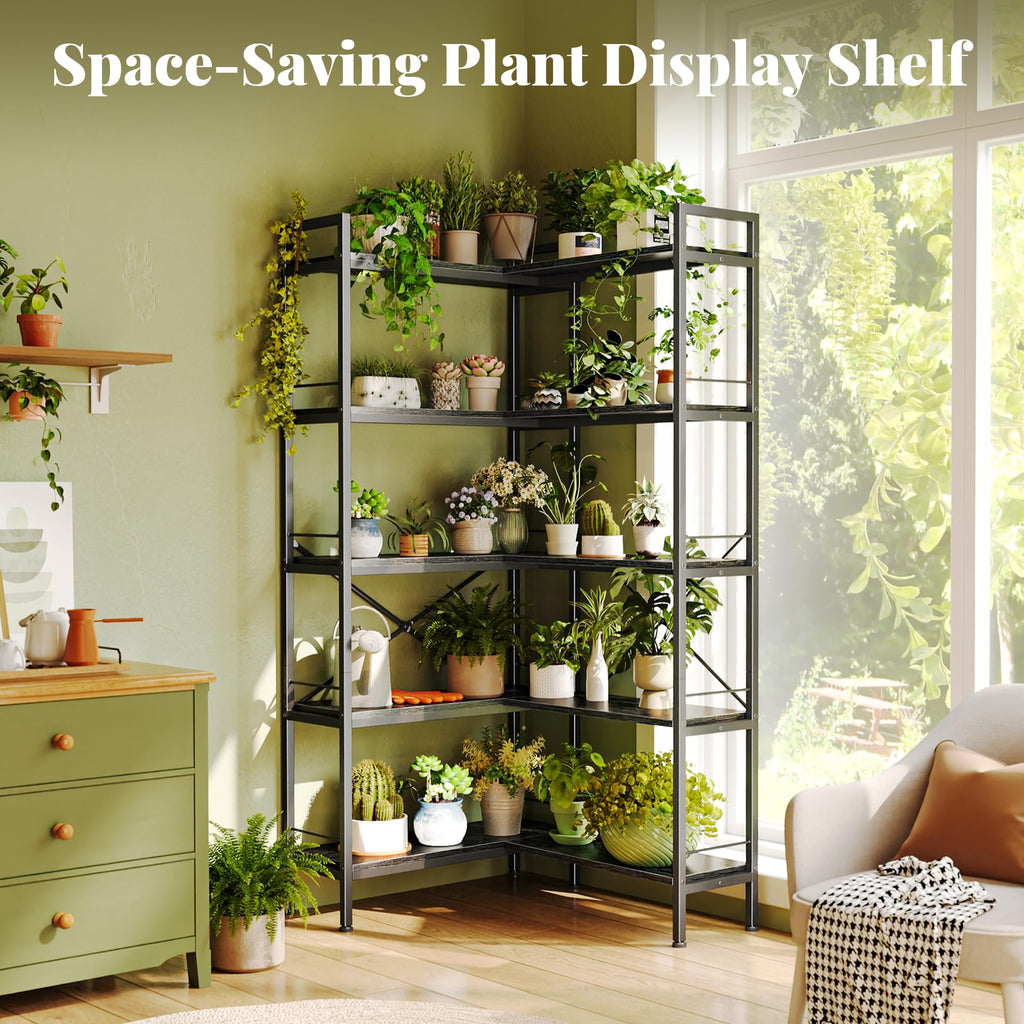 5 Tier L Shaped Corner Bookshelf with 10 Open Shelves K543786