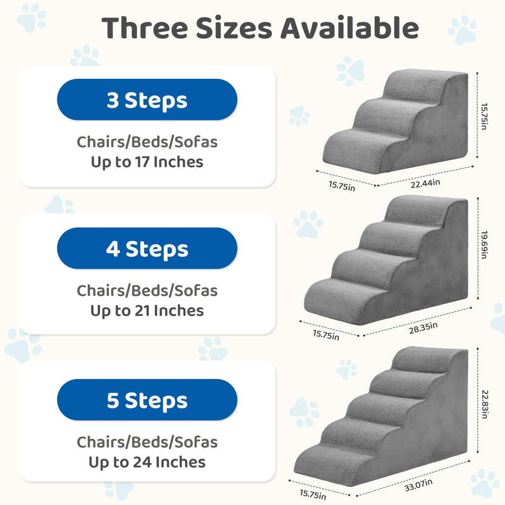 Grey 4-Step Curved Pet Dog Stairs E686