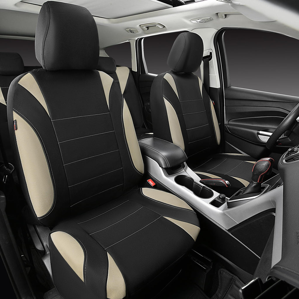 Waterproof Car Seat Covers Full Set Black and Beige H717