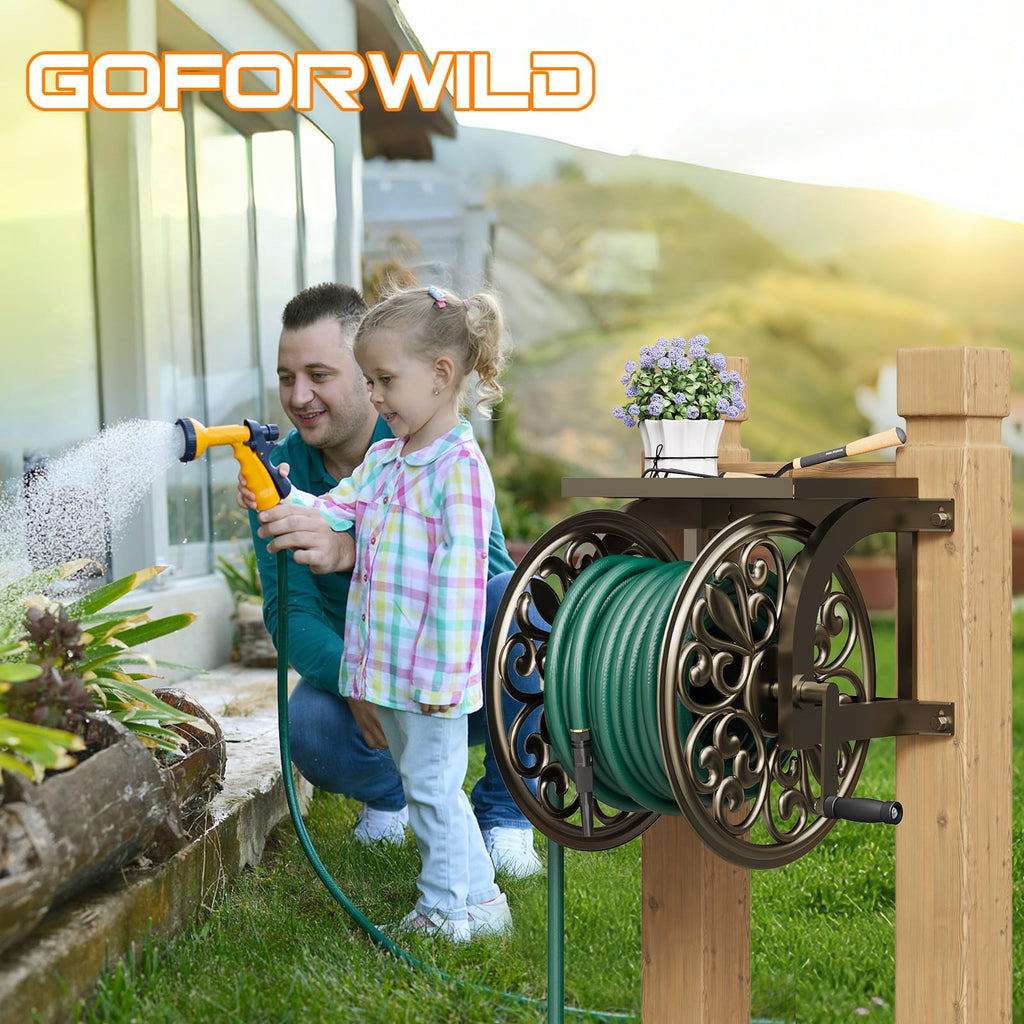 Wall Mount Garden Hose Reel, Holds 200-Feet of 5/8-Inch Hose M5833