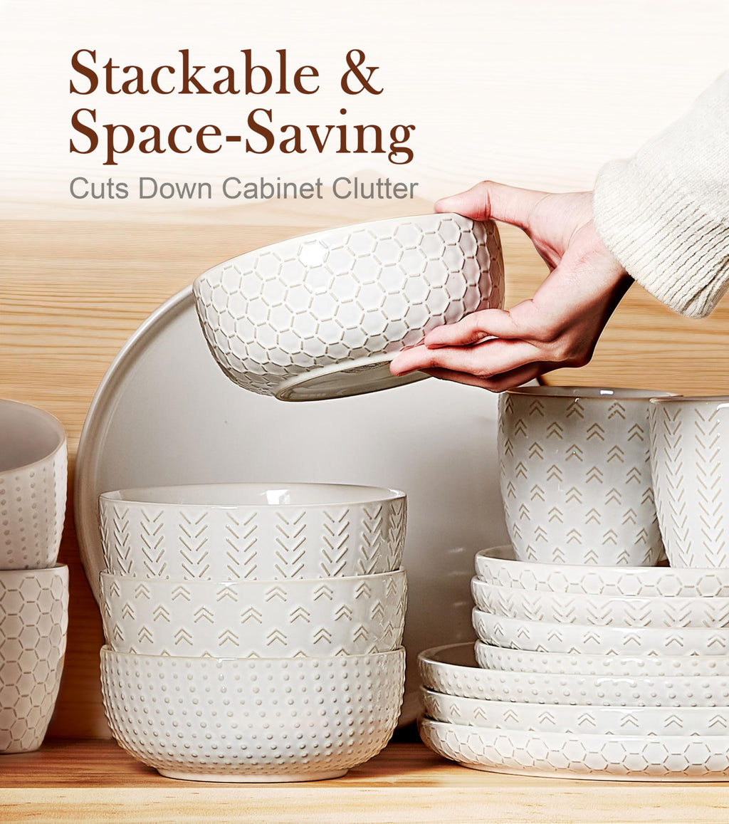26 oz Ceramic Cereal Bowls Set of 4 J1312