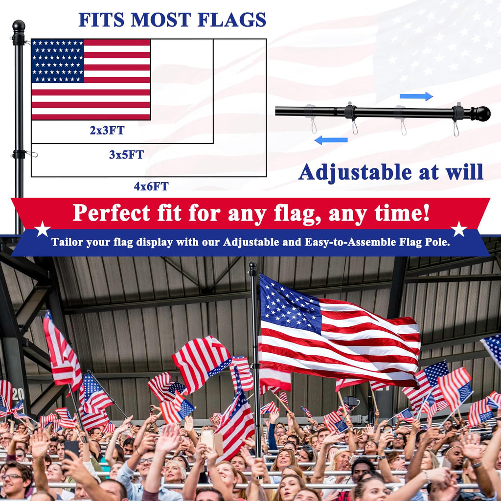 Tangle Free Stainless Steel Flag Pole Kit with Bracket I932