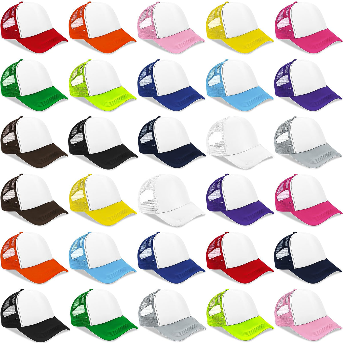 30 Pcs Kids Adjustable Mesh Trucker Hats R898