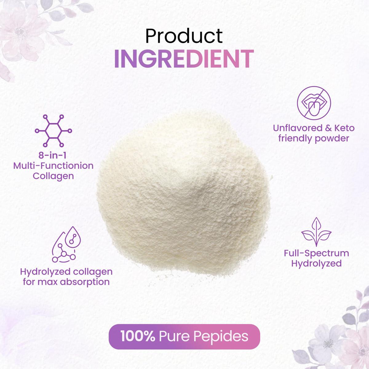 Multi Collagen Peptides Powder 1lb Types I II III V X C843937