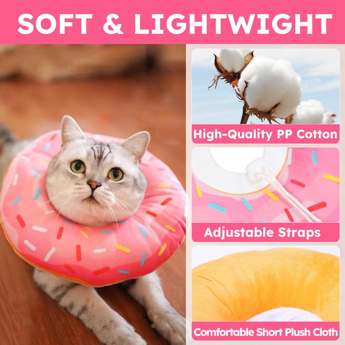 Soft Adjustable Cat Recovery Cone Collar L411