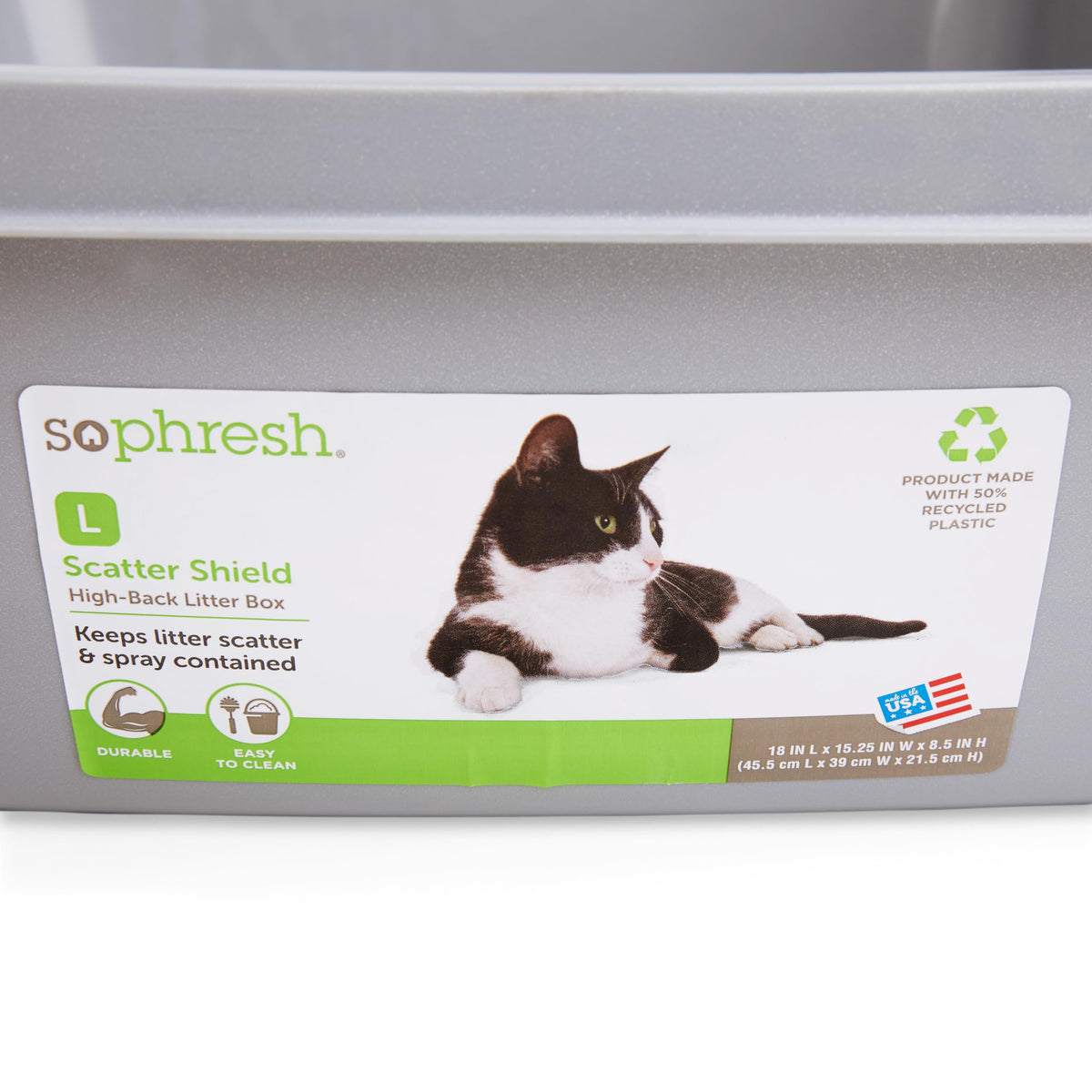 Grey Large High-Back Litter Box X24398