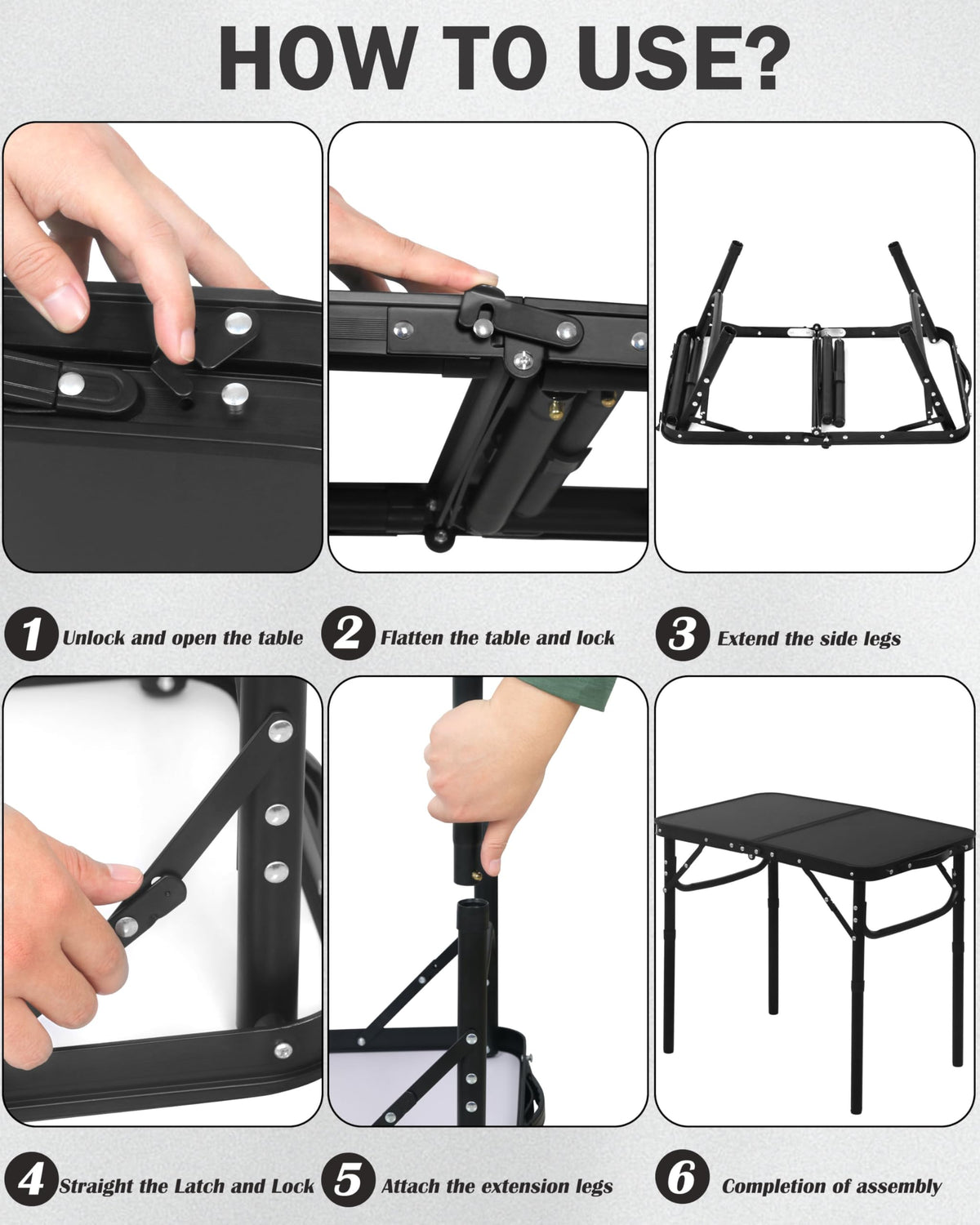 Small Portable Folding Camping Table with Handle, Black T739608