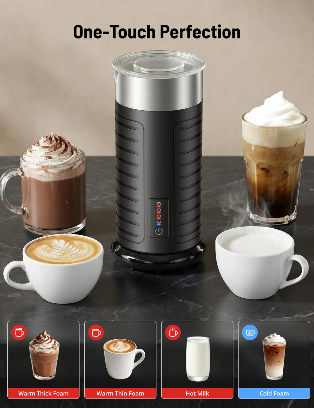 Waterproof Electric 4-in-1 Milk Frother W49631