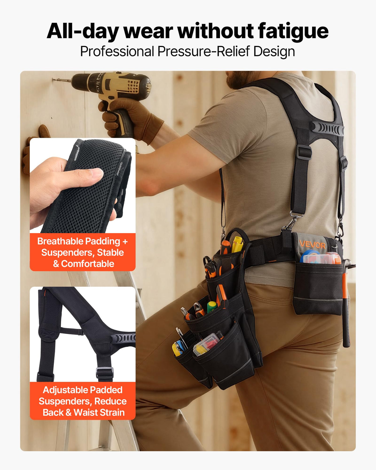 19 Pockets Adjustable Tool Belt with Suspenders N6902