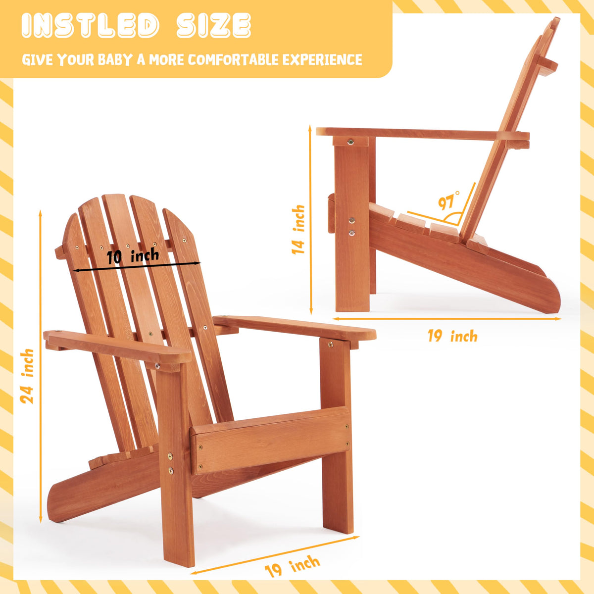 Kids Outdoor Wooden Adirondack Chair F9287