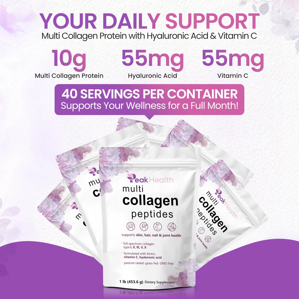 Multi Collagen Peptides Powder 1lb Types I II III V X C843937