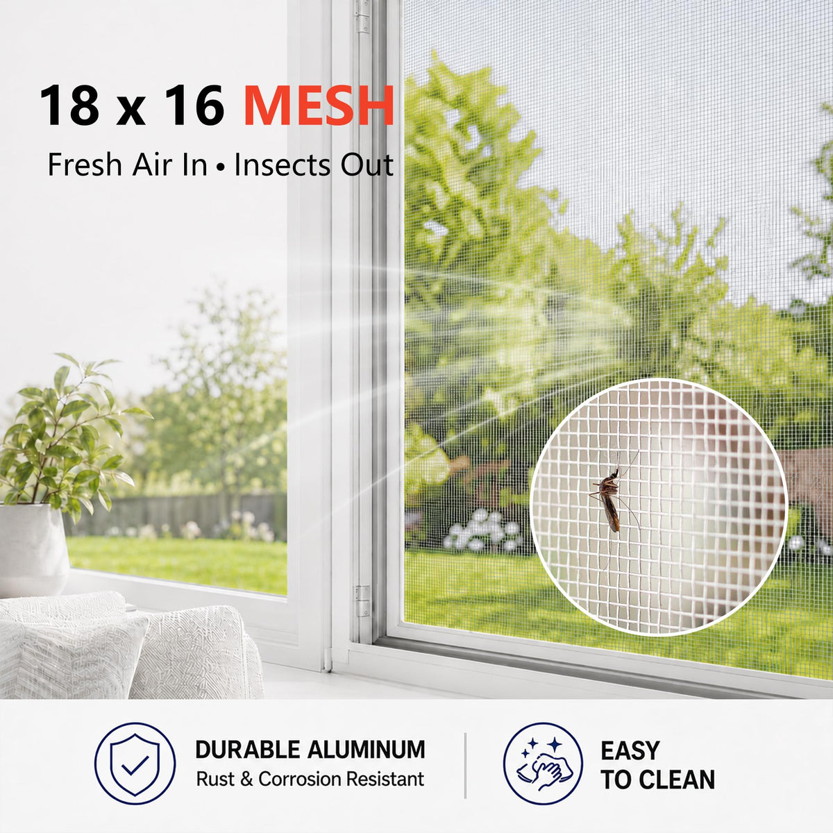 Aluminum Window Screen Mesh Roll 48 in x 100 ft 18x16 Mesh G89439