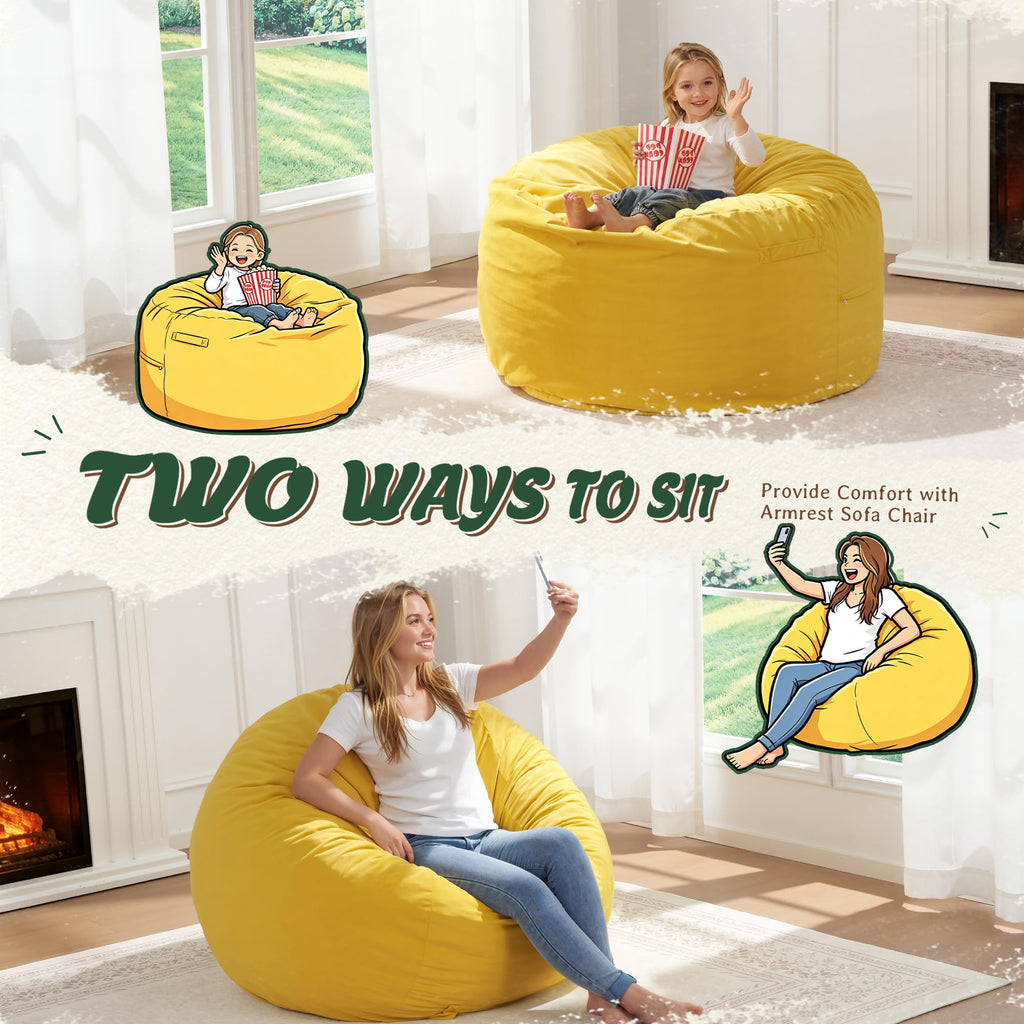 Yellow Memory Foam Bean Bag Chairs I300