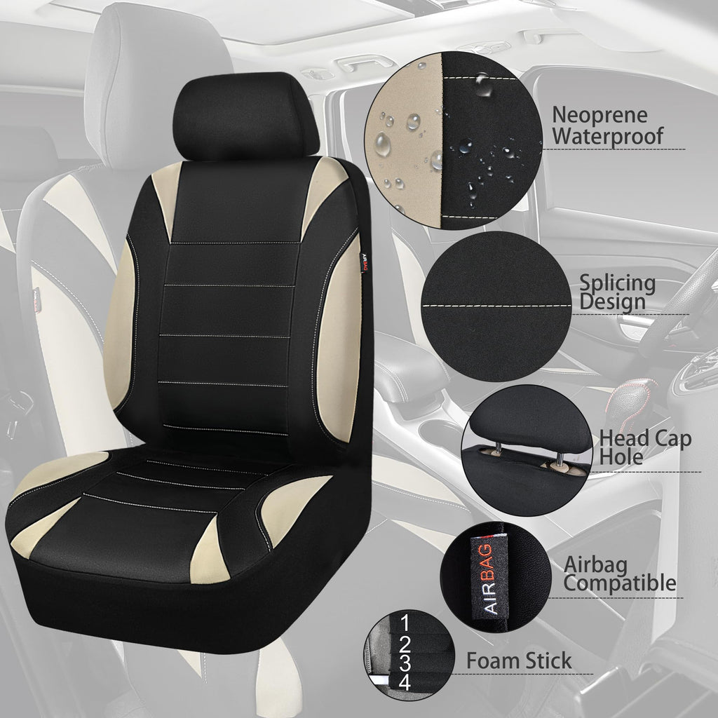 Waterproof Car Seat Covers Full Set Black and Beige H717