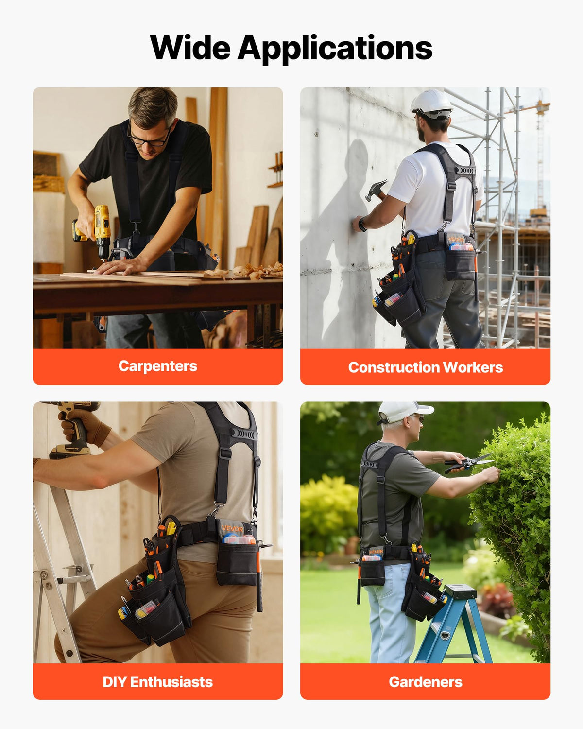 19 Pockets Adjustable Tool Belt with Suspenders N6902